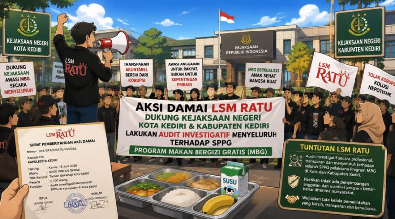 Gelar AKSI Damai, LSM RATU Desak AUDIT Secara INVESTIGATIF dan MENYELURUH Bagi Program MBG di KEDIRI