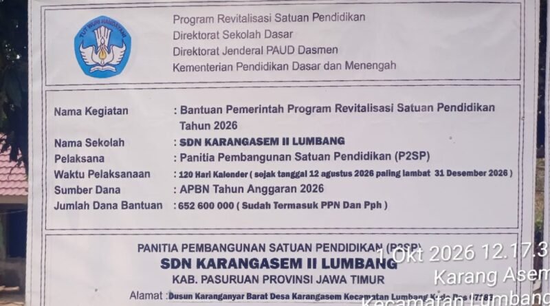 Proyek REVITALISASI di SDN KarangAsem ll Lumbang DISOROT, Pekerja Tanpa APD Hingga Dugaan Pemakaian Material BEKAS